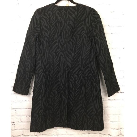 Dana Buchman Embroidered Zebra-like Print Mob Wife Black Lightweight 3/4 Coat M - Picture 4 of 13